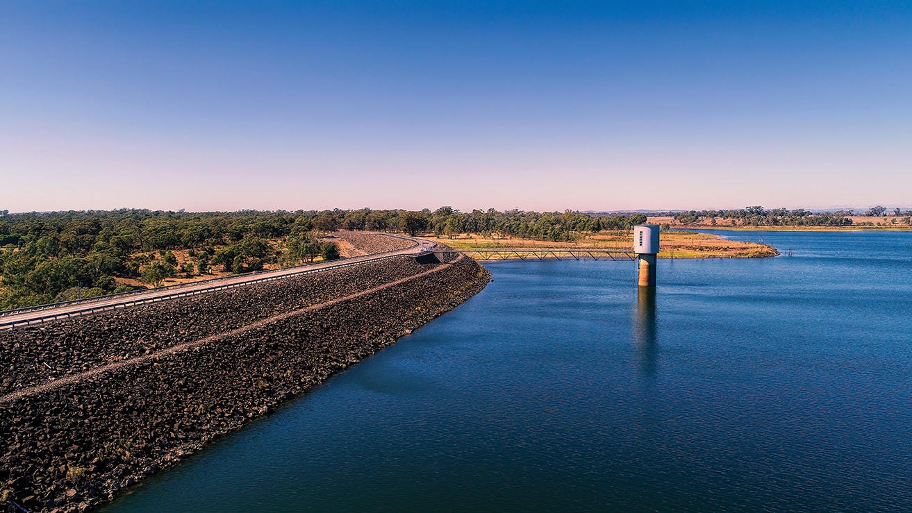 River and wall