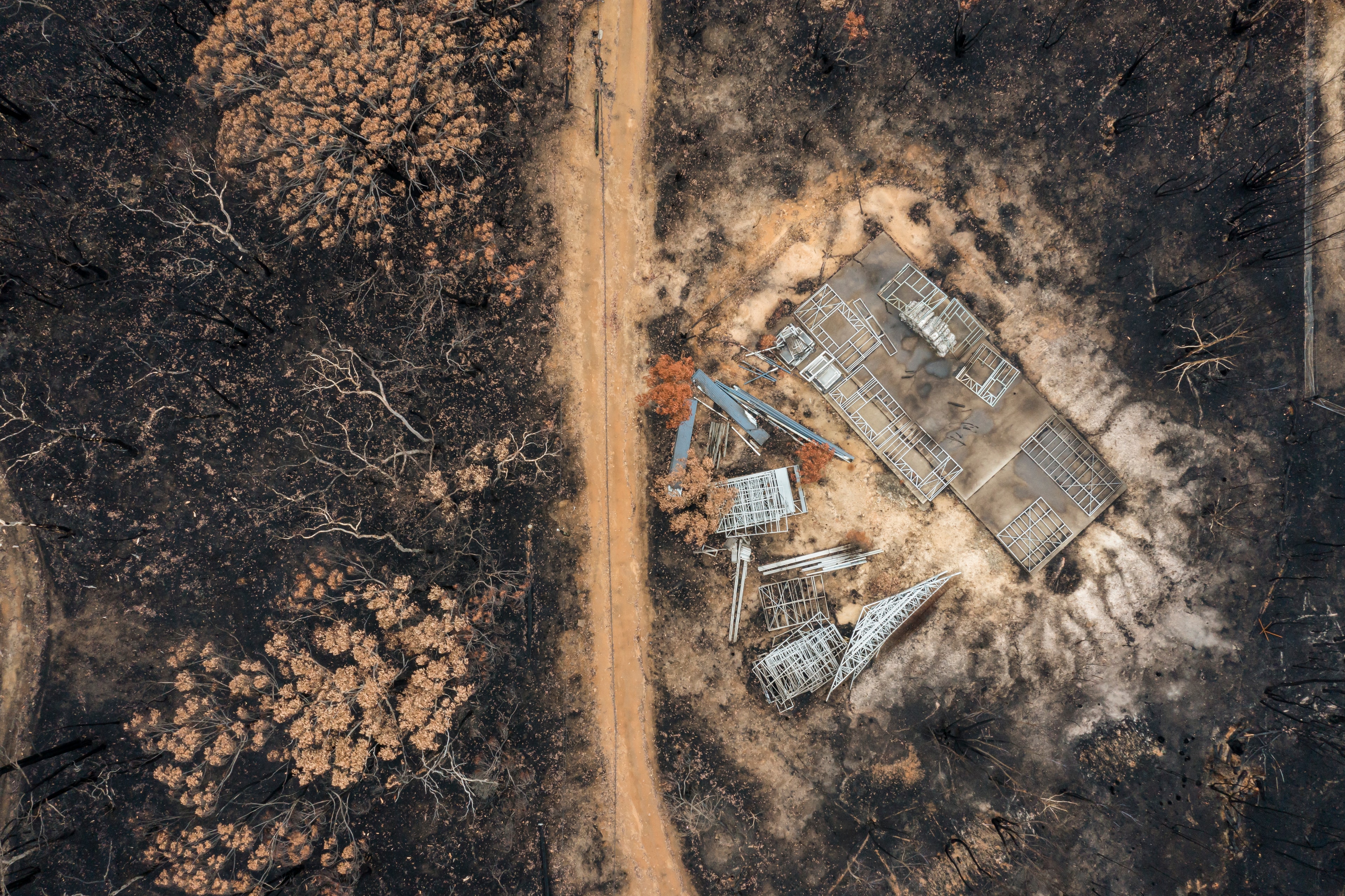Bushfire and burnt infrastructure