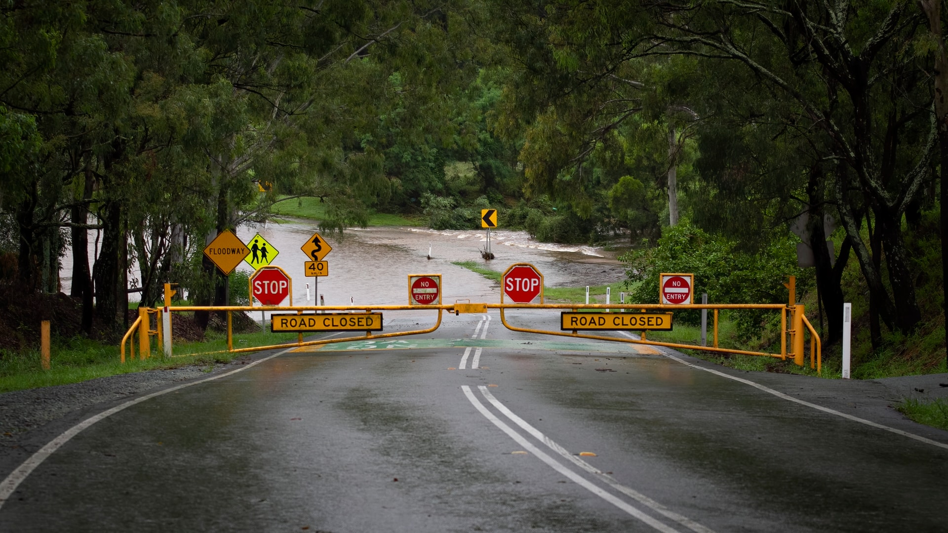 Water over closed road