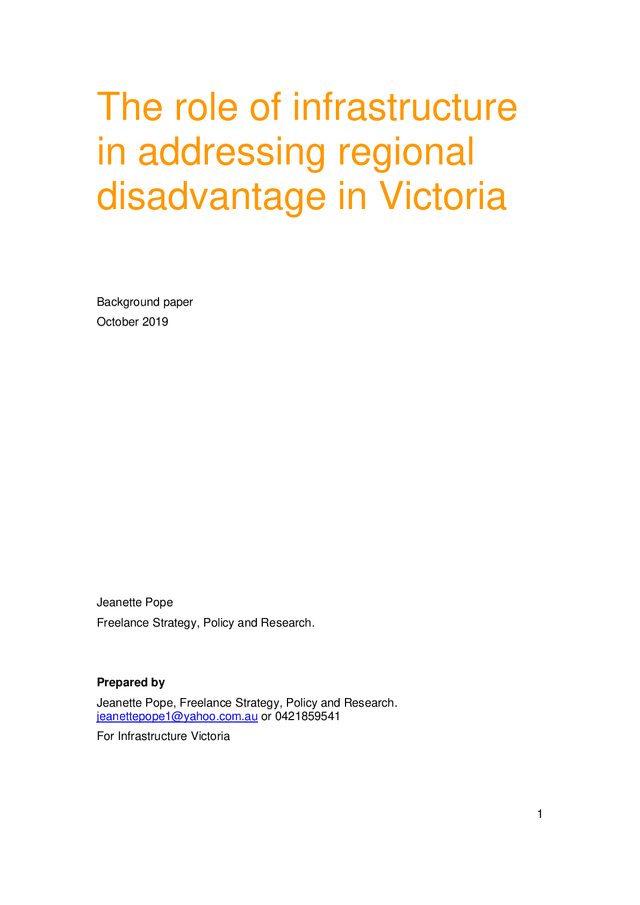 Thumbnail for The role of infrastructure in addressing regional disadvantage