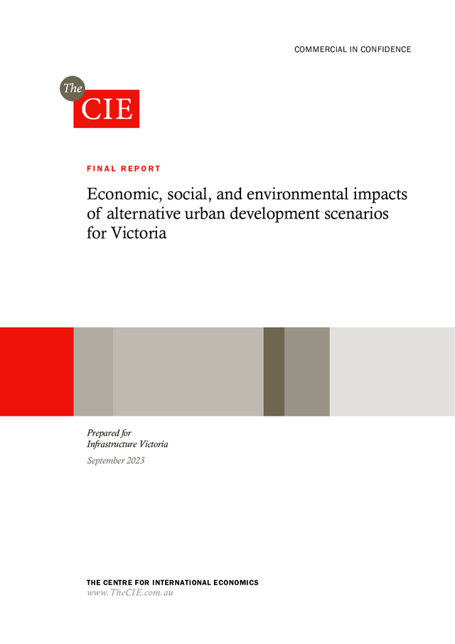 Thumbnail for Economic, social and environmental impacts of alternative urban development scenarios for Victoria