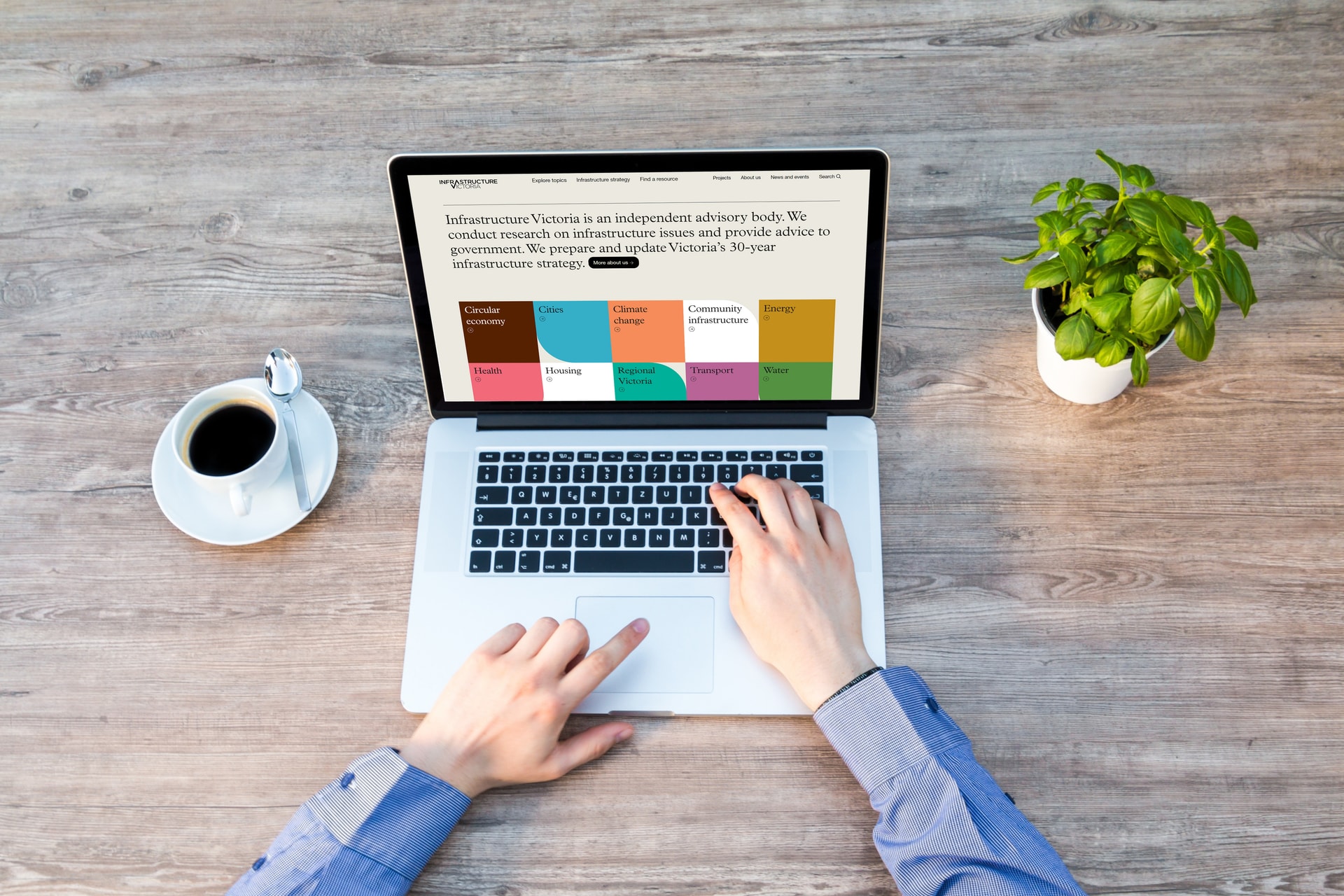 Computer with new IV website on screen